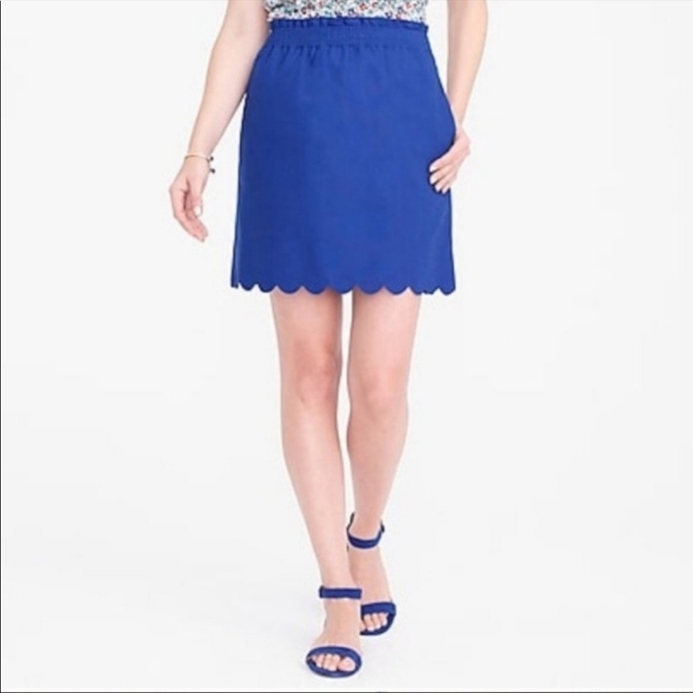 Jcrew factory linen blend royal blue scallop hem mini skirt